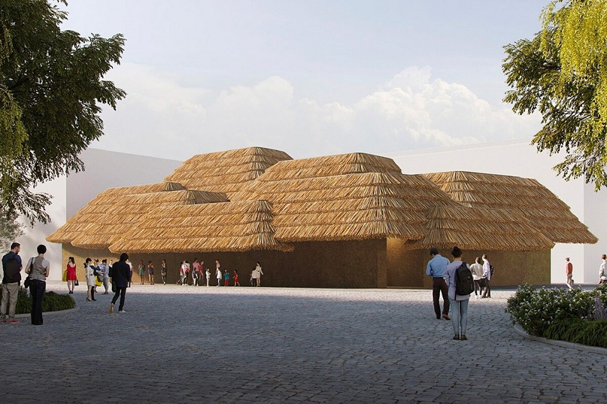 建築大師隈研吾打造如茅草屋般的外觀。