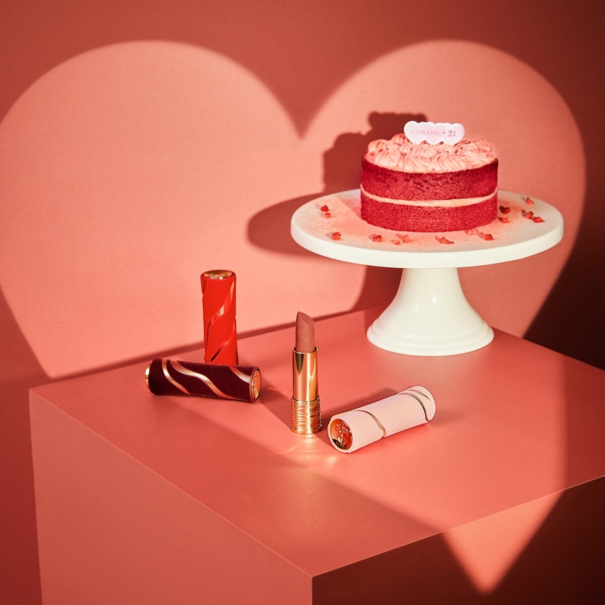 蘭蔻X貳樓裸桃情人節蛋糕「浪漫限定-裸桃粉絲絨」，NT280