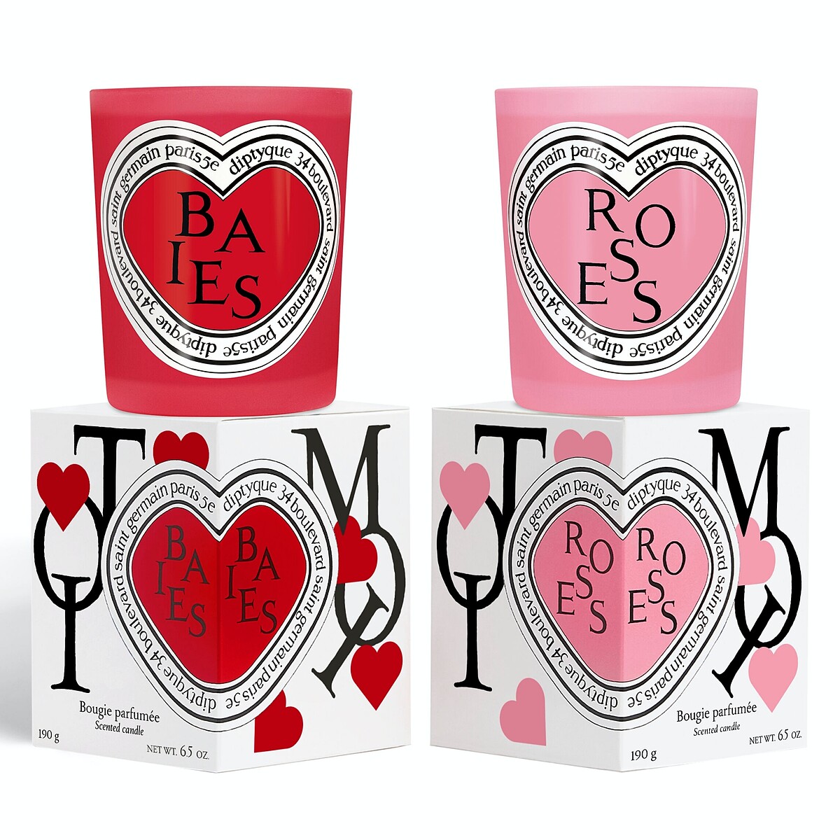 Diptyque 2025情人節限量香氛蠟燭二重奏禮盒 - 漿果香&玫瑰 190g*2，NT4,570