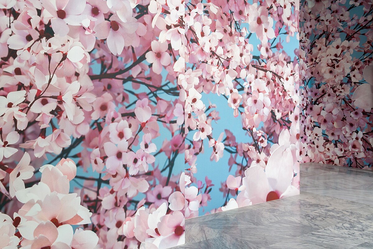 托瑪斯．德曼，《花見》，2014，UV 印刷，無紡布壁紙，尺寸依場地而定。圖像由藝術家與北美館提供。&copy; Thomas Demand, VG Bild-Kunst, Bonn.