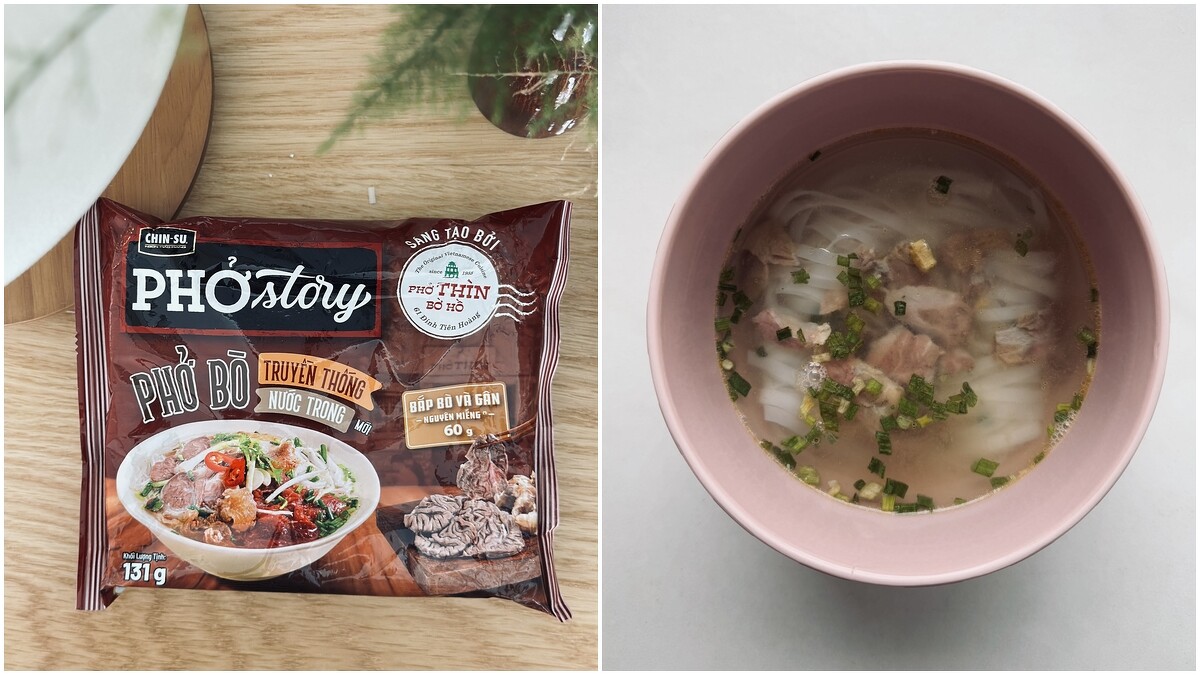 CHIN-SU京蘇 PHOstory傳統口味牛肉河粉，包裝看起來超美味。／成品味道有點像台灣的清燉牛肉麵，但還是多了越南特有的香料味。