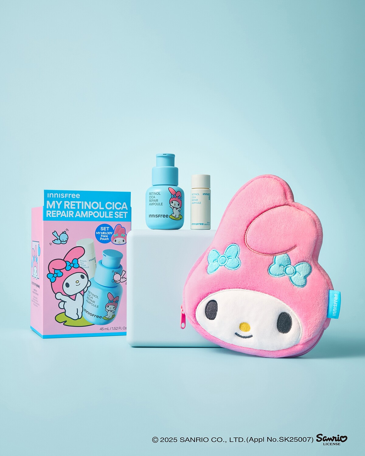 innisfree A醇淨膚超修護安瓶組美樂蒂限定版(A醇淨膚超修護安瓶30mL、A醇淨膚超修護安瓶15ml、美樂蒂收納包),NT1,100