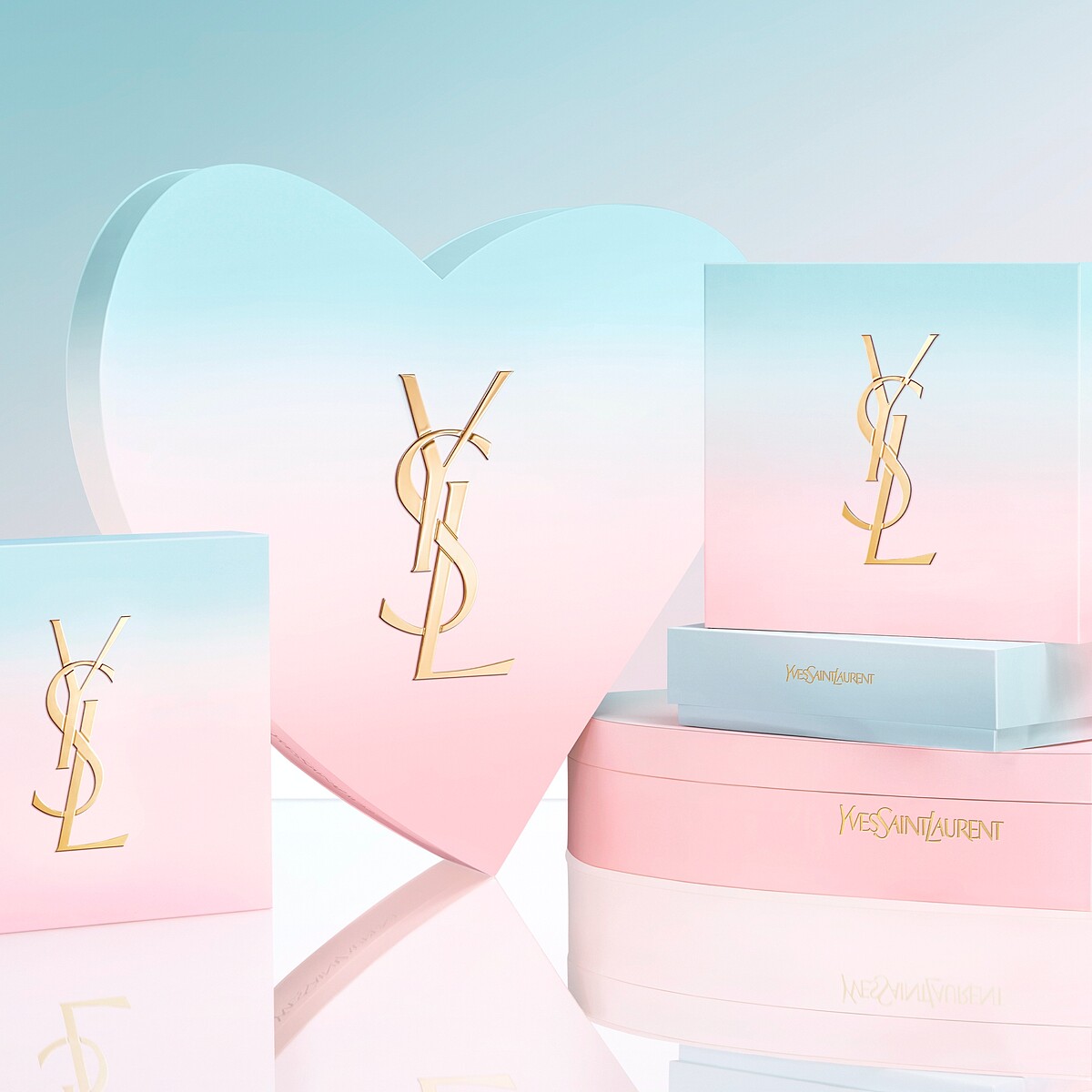 YSL 2025情人節無限熱戀限定系列情境圖。