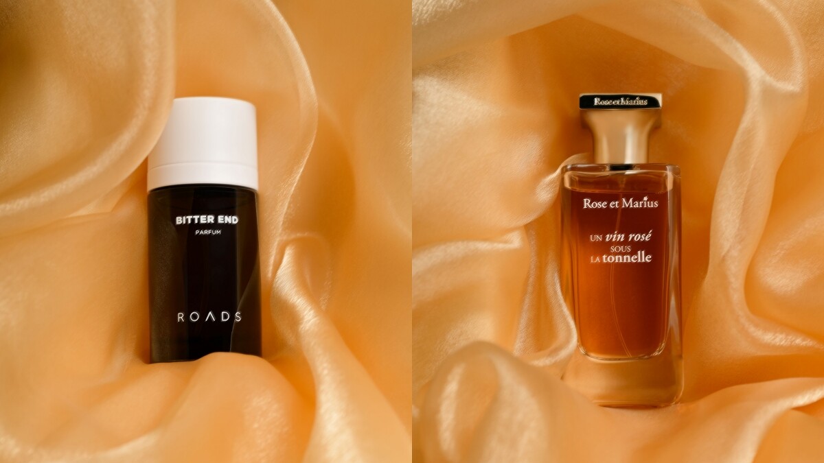 ROADS蕪盡曙光淡香精50mL，NT4,980、Rose et Marius藤下的玫瑰葡萄酒香水30mL，NT2,080、100mL，NT5,280