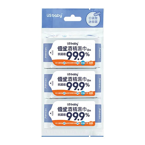 優生酒精濕巾超厚型迷你8抽*3入，NT55