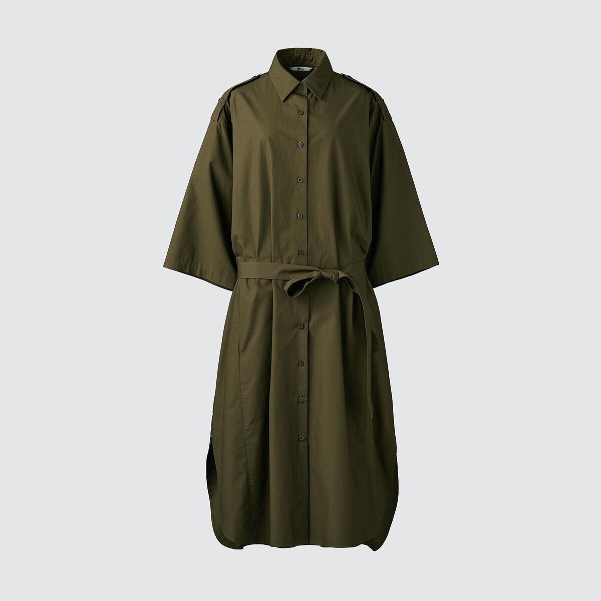 棉質寬版襯衫式洋裝,NT$1290。