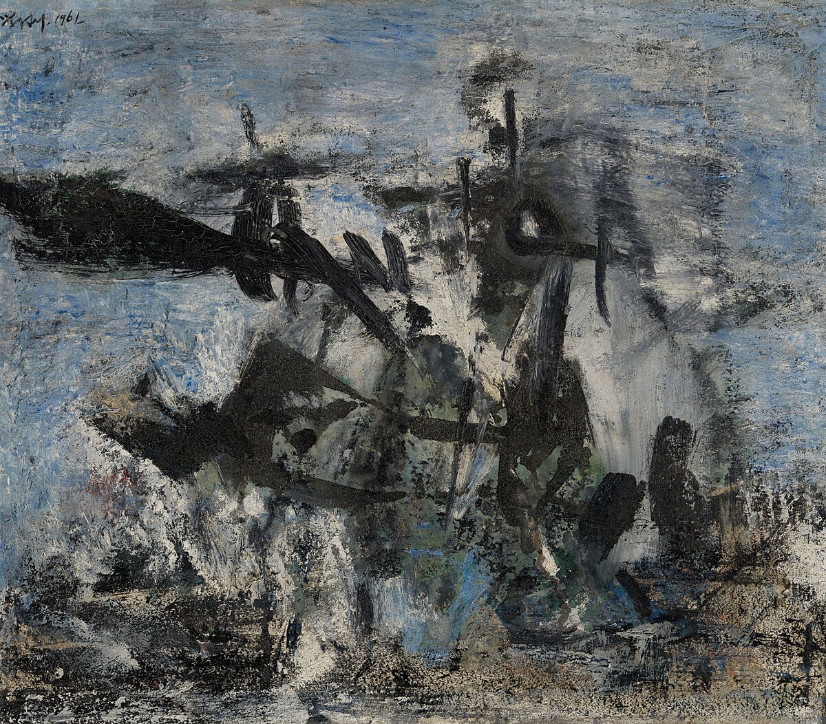 霍剛早期超現實風格作品|Untitled|45x52 cm|油彩、畫布|1961|采泥藝術提供