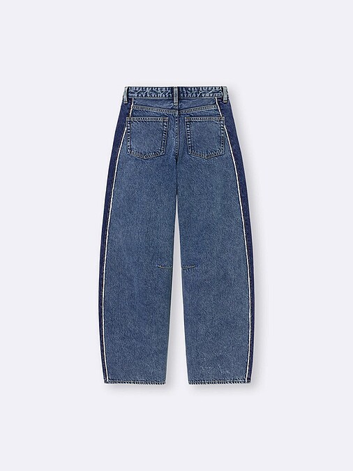  BARREL LEG 拚色錐形牛仔褲，NT990。