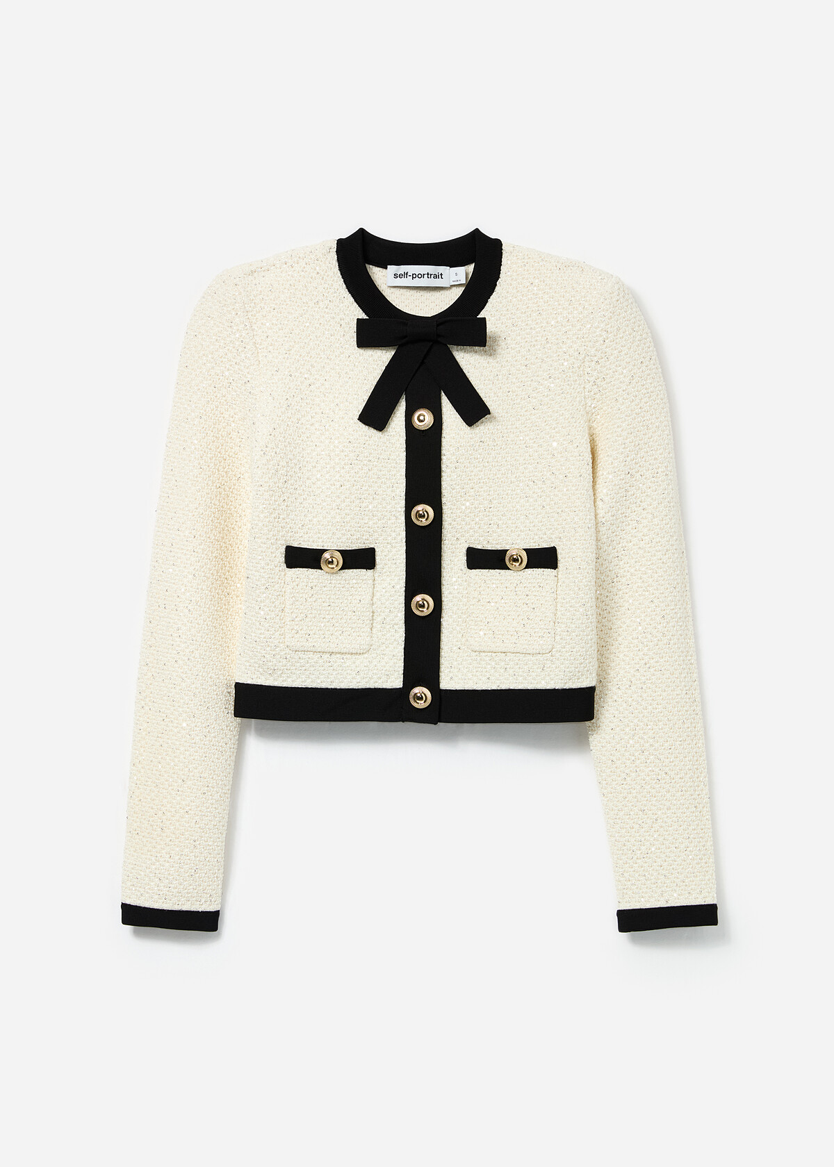 self-portrait 黑白綁帶針織衫，價格店洽。