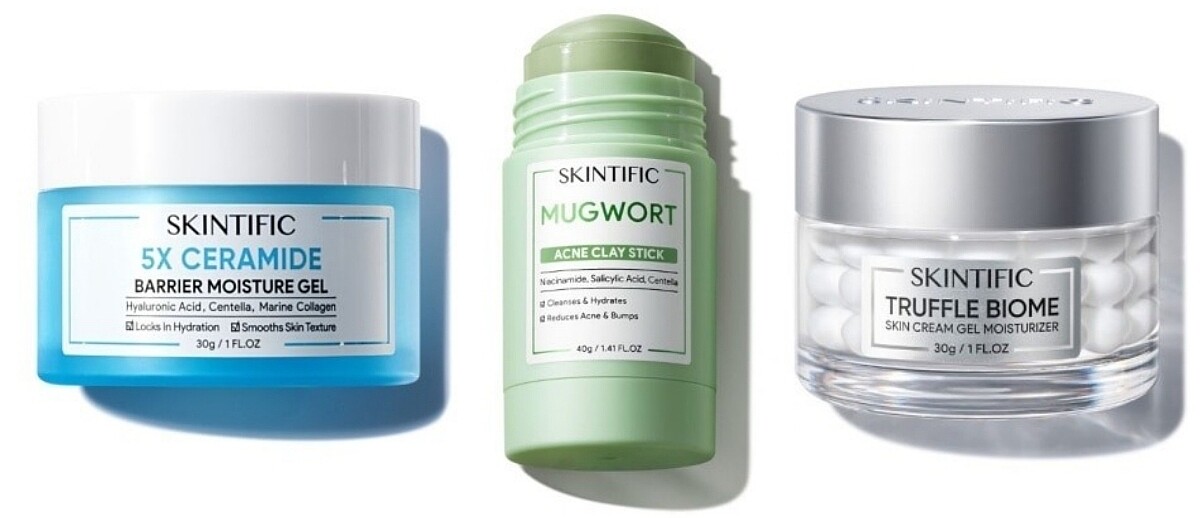 SKINTIFIC 5X神經醯胺保濕霜30g，NT479、艾草固體泥膜棒40g，NT339、啵啵霜30g，NT499