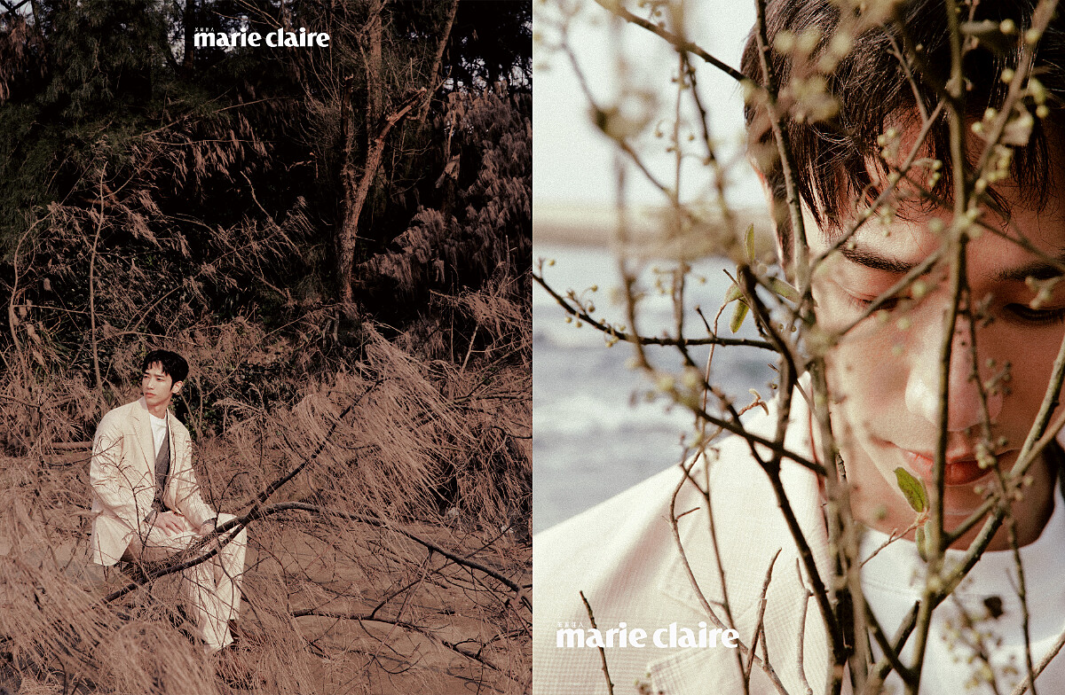 西裝外套、針織衫、上衣、西裝褲、領巾、靴子，all by Brunello Cucinelli。