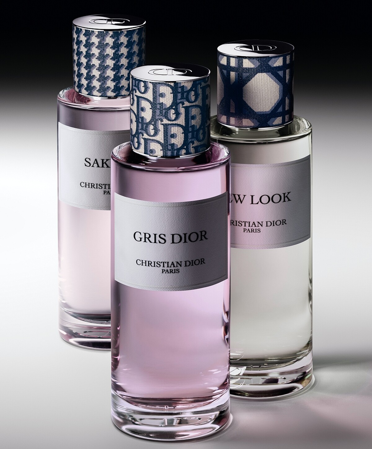 迪奧香氛世家高訂香氛瓶蓋布質款-千鳥格紋、緹花、籐格紋情境圖。