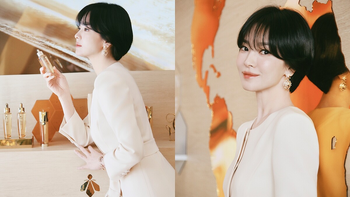 法國嬌蘭彩妝及護膚系列亞太區品牌大使宋慧喬 出席皇家蜂王乳平衡油精華亞太區媒體發表會。