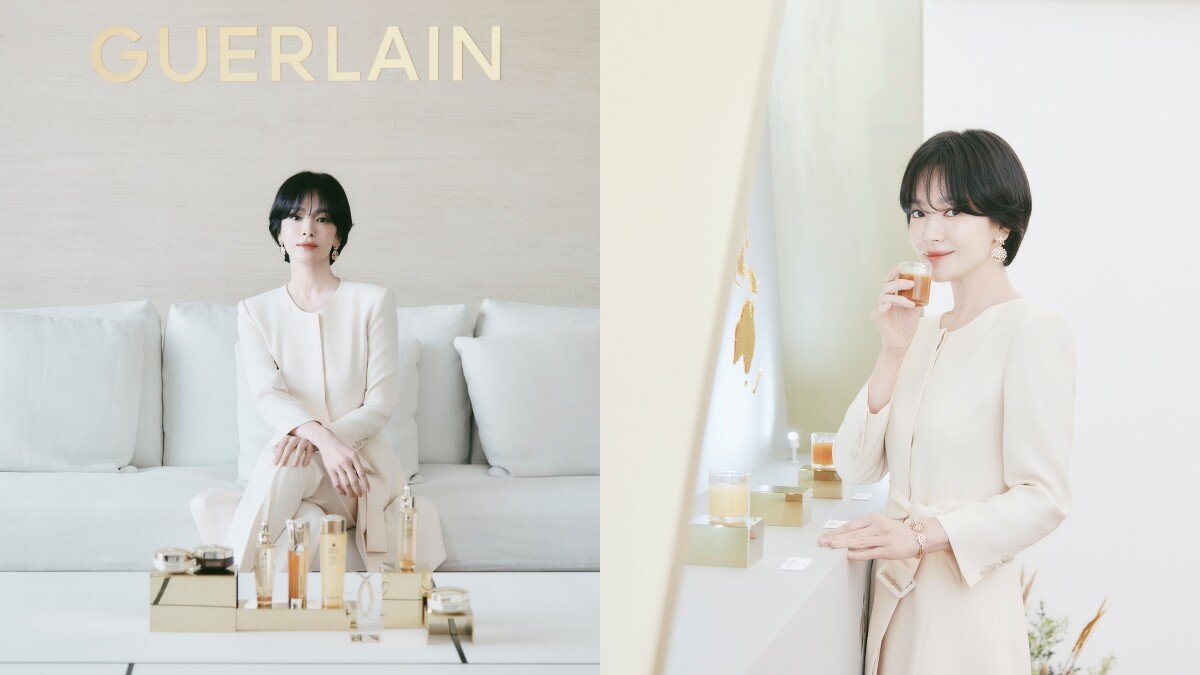 法國嬌蘭彩妝及護膚系列亞太區品牌大使宋慧喬 出席皇家蜂王乳平衡油精華亞太區媒體發表會。