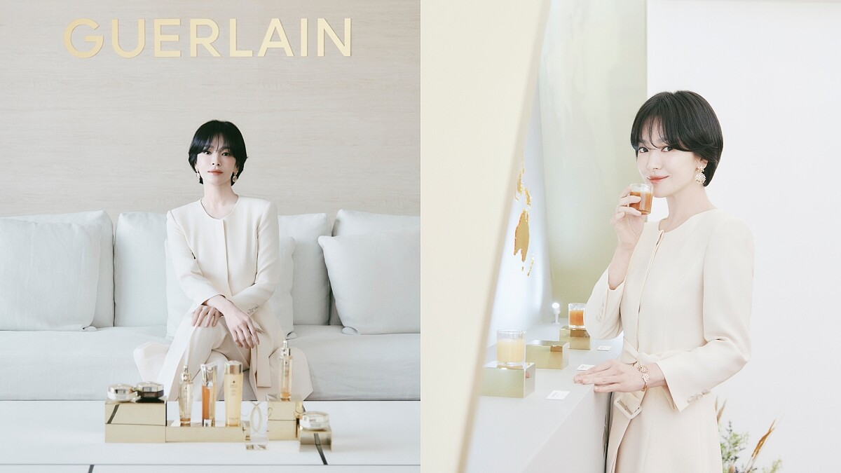 法國嬌蘭彩妝及護膚系列亞太區品牌大使宋慧喬 出席皇家蜂王乳平衡油精華亞太區媒體發表會。