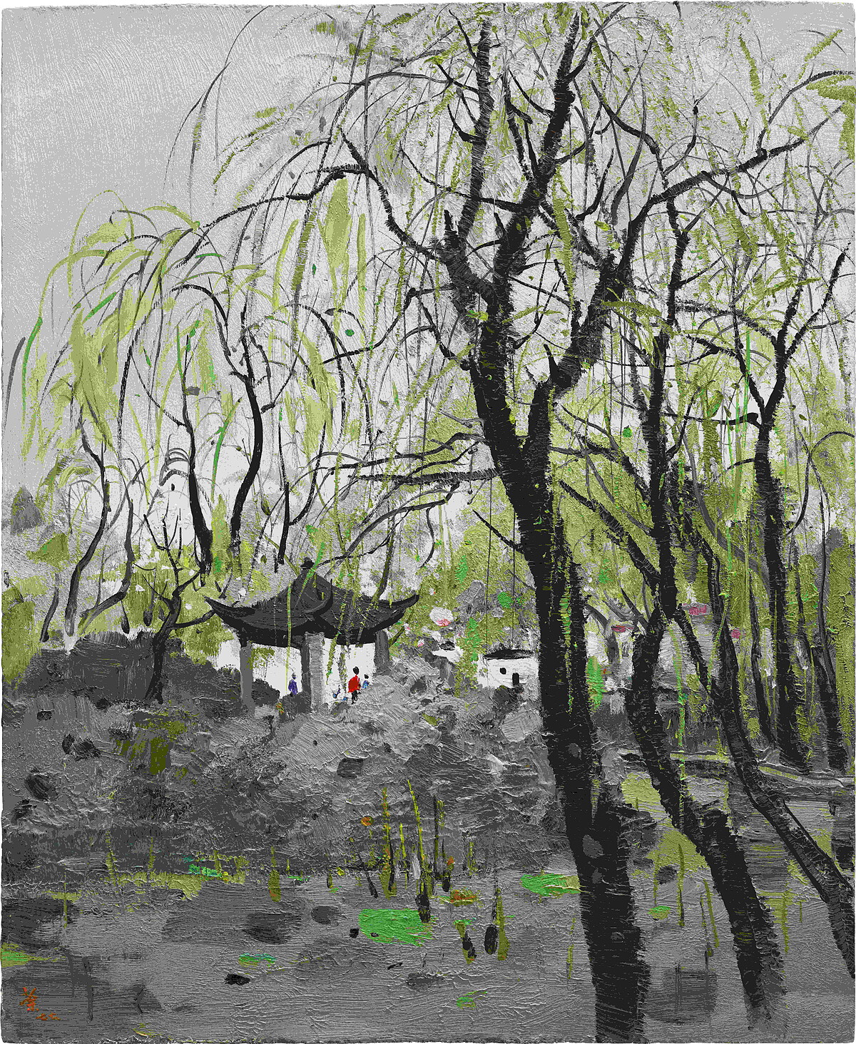 吳冠中《蘇州園林》｜油畫木板，50 x 41 公分，1977年作｜估價：6,000,000 - 9,000,000 港元