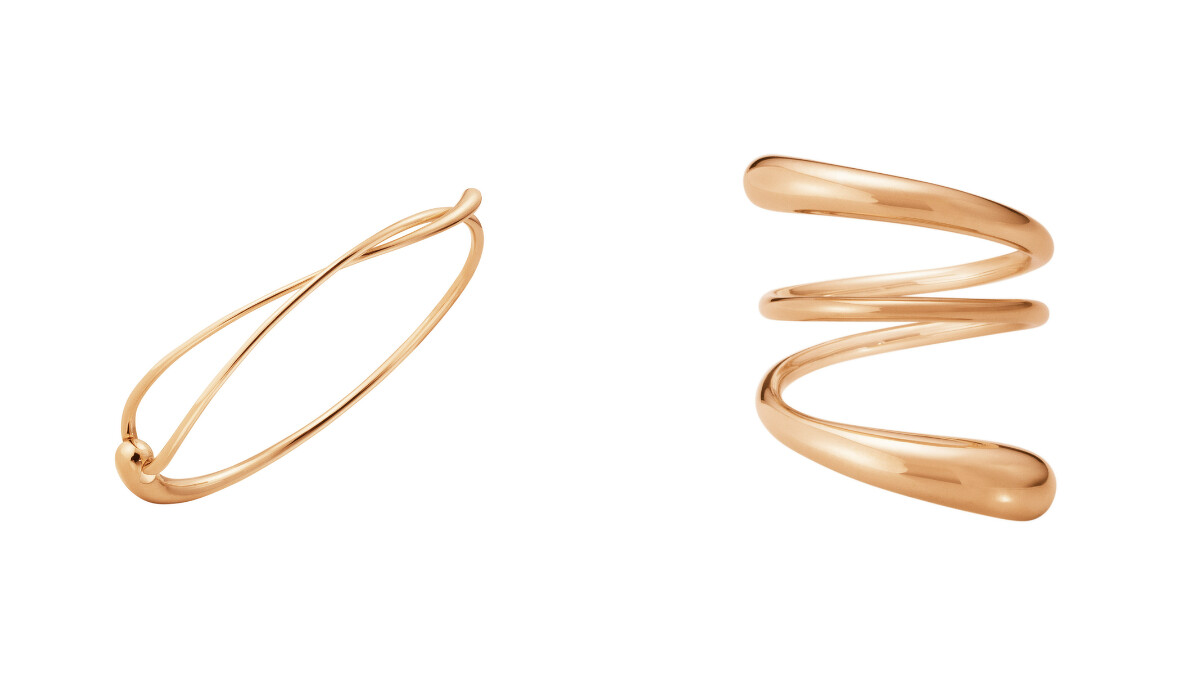 MERCY系列18K玫瑰金手鐲、MERCY系列18K玫瑰金戒指。