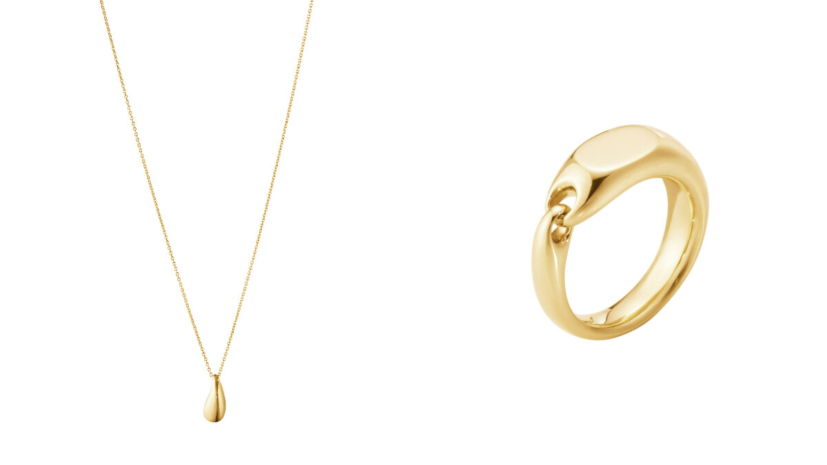 REFLECT系列18K黃金項鍊(小)、REFLECT系列18K黃金圖章戒指。