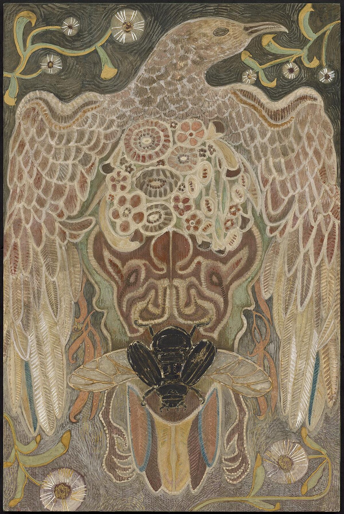 洪永欣 灰雁的象徵, 2022 板上紙本、礦物顏料、天然土 55 x 37 cm