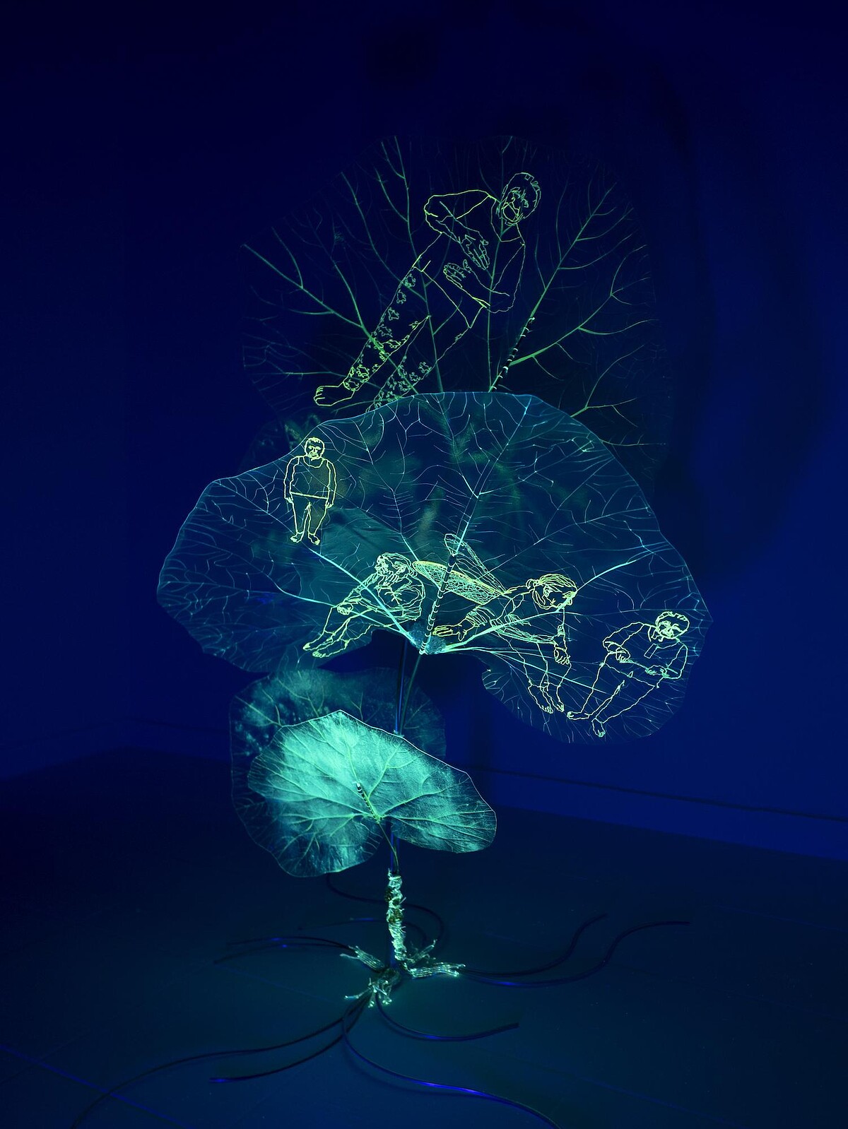 《牛蒡》 Leaf-wings , 2024 手工刺繡、PETG塑料、PU、串珠、不鏽鋼、噴霧、紫外線保護噴霧｜安卓藝術提供