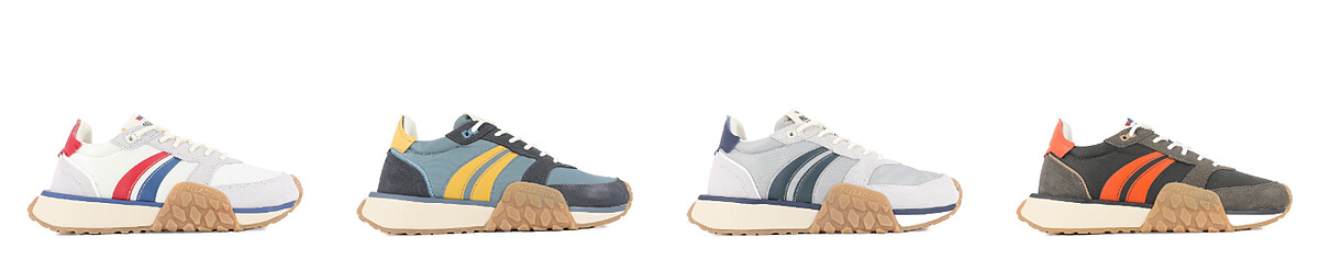 TROOP RUNNER FLAME鞋款(左到右：法國經典配色、金絲藍、菸灰色、沙漠夕陽之外，另有翡翠綠、棉花糖粉、湖水綠、靛海青&hellip;等八種色選)，NT$2,580。