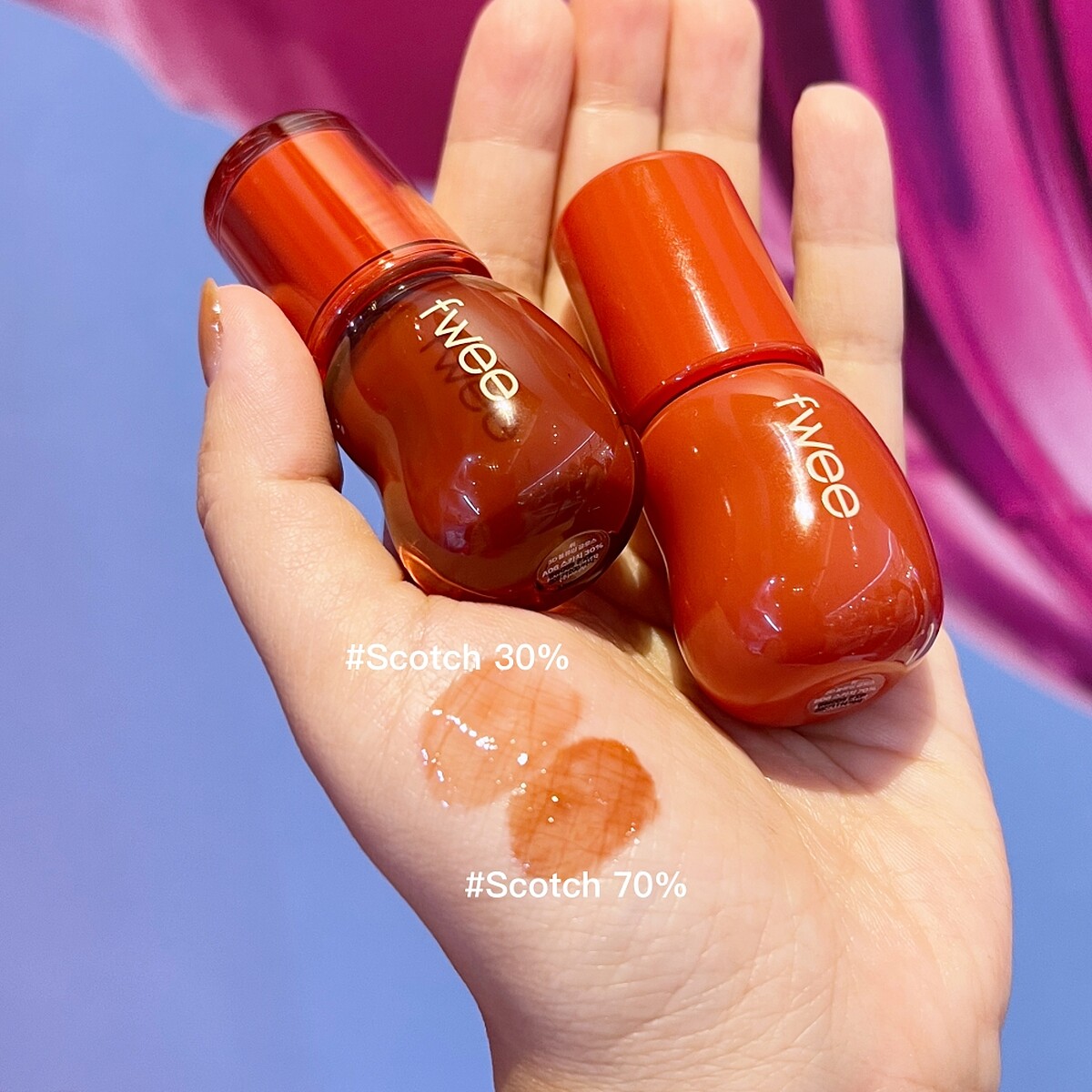 fwee 3D透明水晶唇彩#Scotch手部試色。NT540