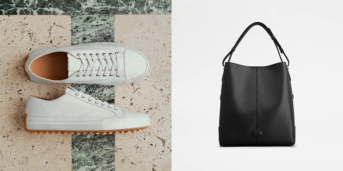 白色休閒鞋，NT36,900、DI BAG黑色單肩袋，NT97,900。