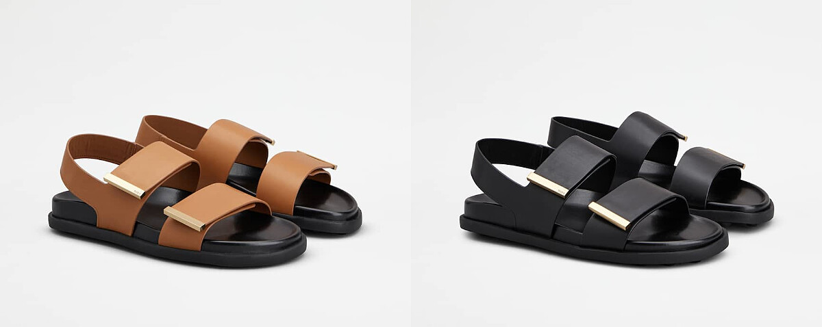 棕色皮革涼鞋、黑色皮革涼鞋，各NT30,600。