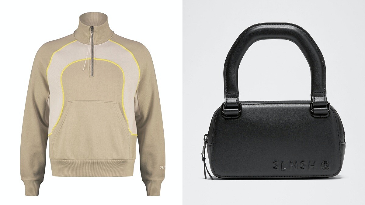 Men_SLNSH 厚磅法式毛圈布線條剪裁半拉鍊上衣 NT6,980、SLNSH手提仙人掌環保皮革腰包（ 迷你） NT4,480