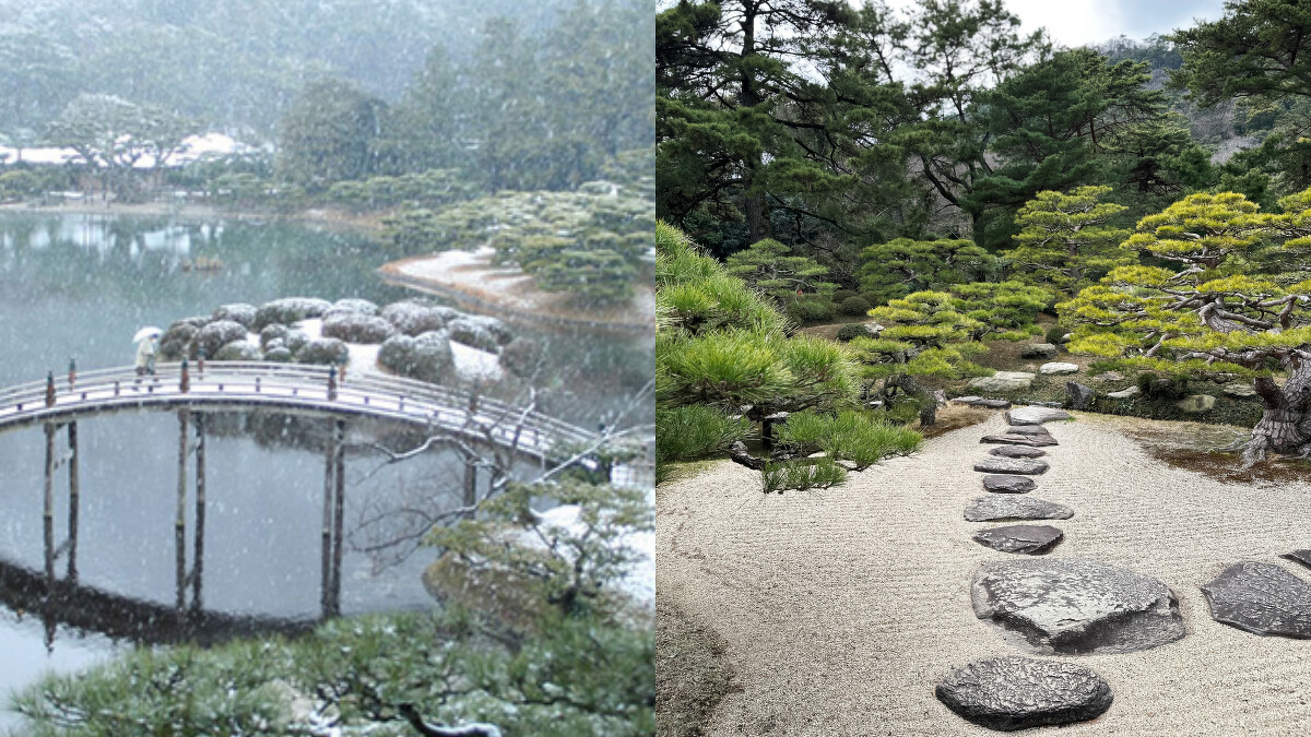 栗林公園冬季雪景及3月中景色，Photo／ww.my-kagawa.jp、Benny