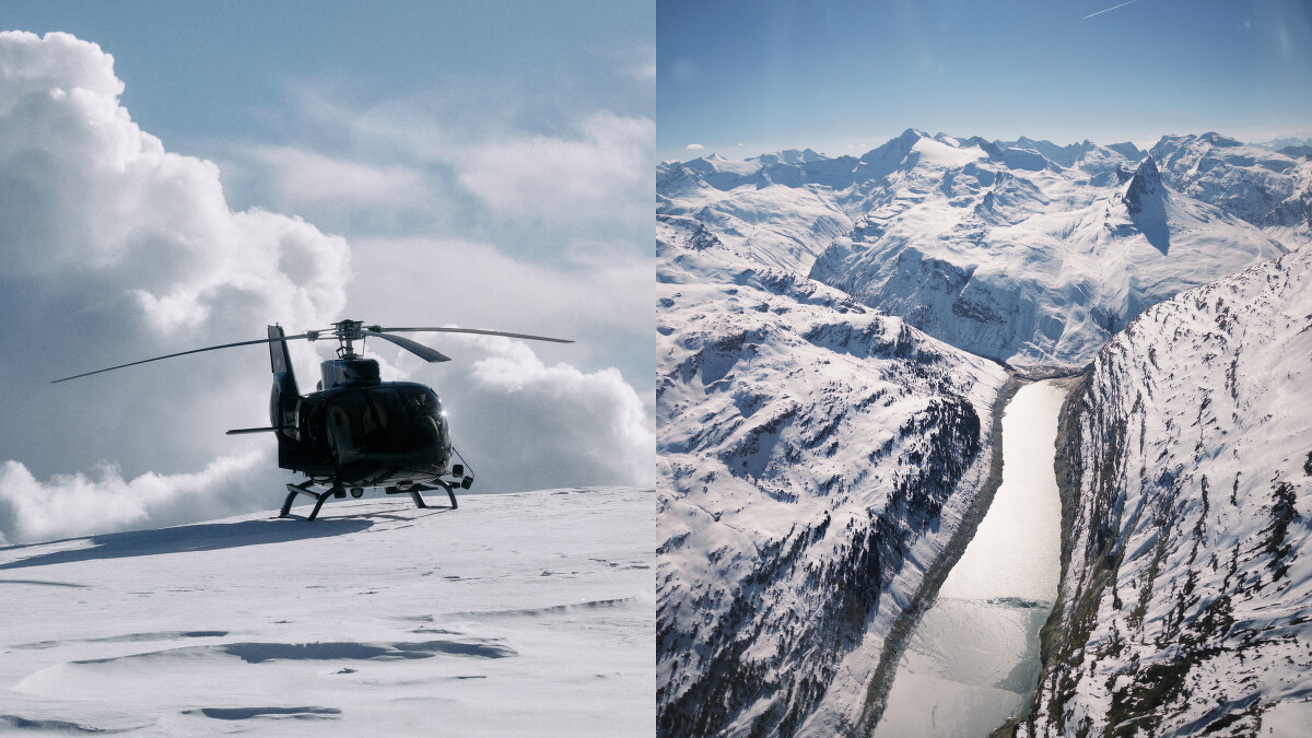 搭乘直升機至飯店Check in、窗外遼闊山景