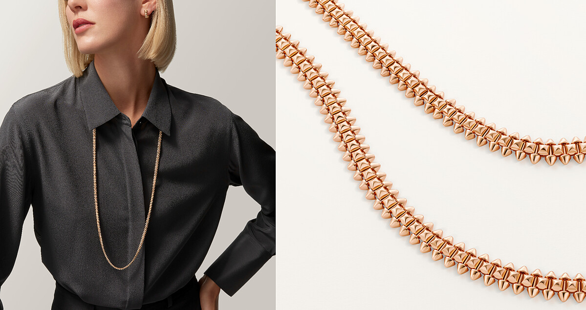 Clash de Cartier玫瑰金長項鍊。