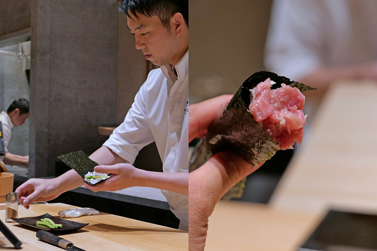 「烤鰻魚手卷」與「鮪魚手捲」。