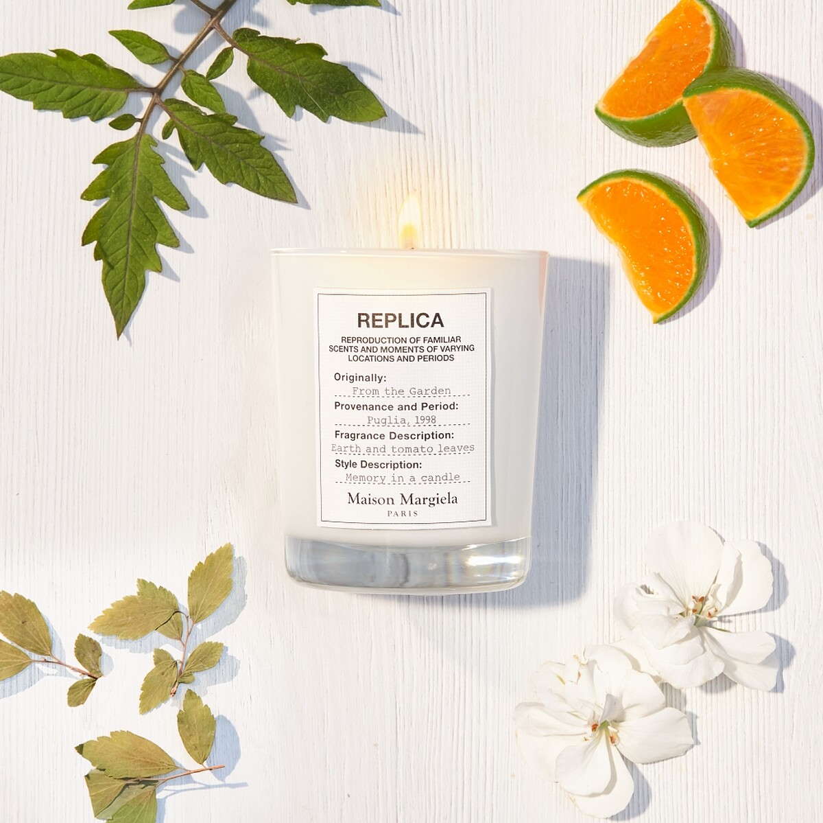 Maison Margiela田園拾果香氛蠟燭香材組成圖。