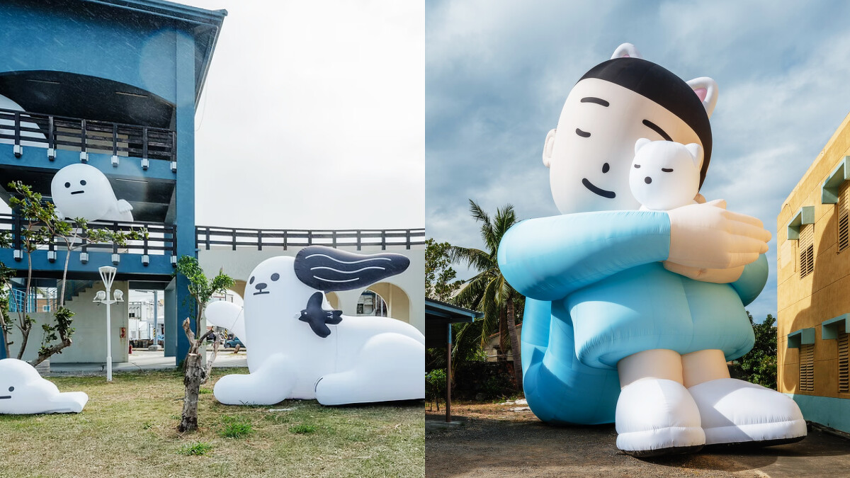 看海美術館「怪獸代班」戶外展覽作品：《風的寓言》、《阿Q》、《風城的女孩和貓》