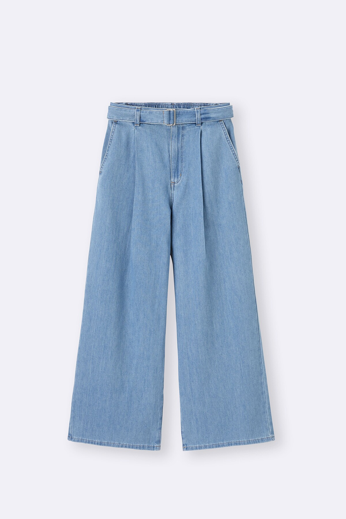 女裝附腰帶輕型牛仔寬褲_售價990