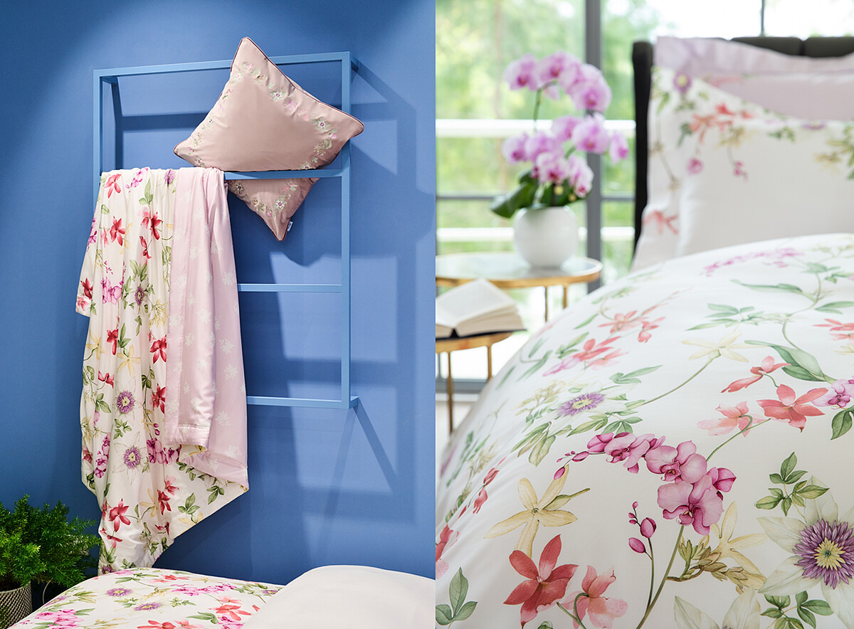 蜂鳥花舞印花 雙人四件式床組 義大利原裝 (花舞白)，NT：42,800