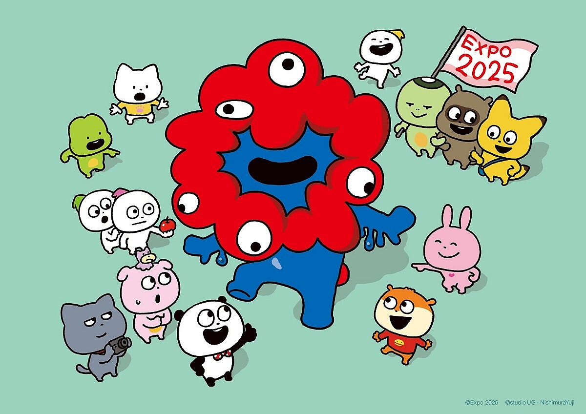 日本人氣插畫家西村裕二(にしむらゆうじ~)筆下的「studio UG」系列也搭上世博列車與脈脈同框。