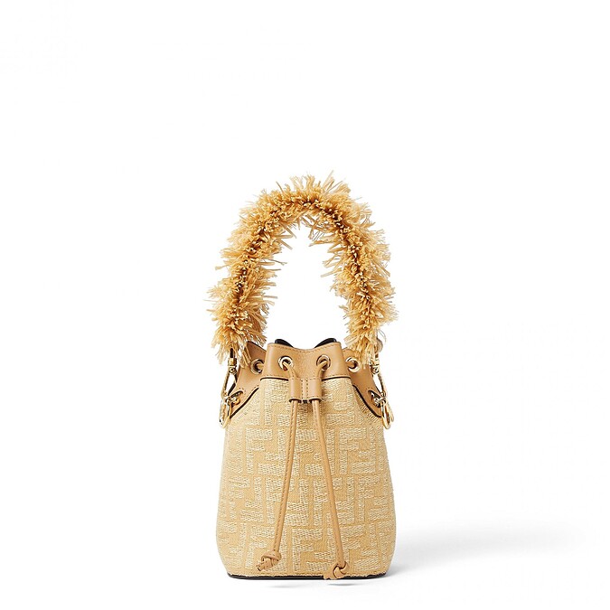 FENDI 拉菲草編織 抽鬚造型提把 FF LOGO 水桶包 建議售價NT$63,200