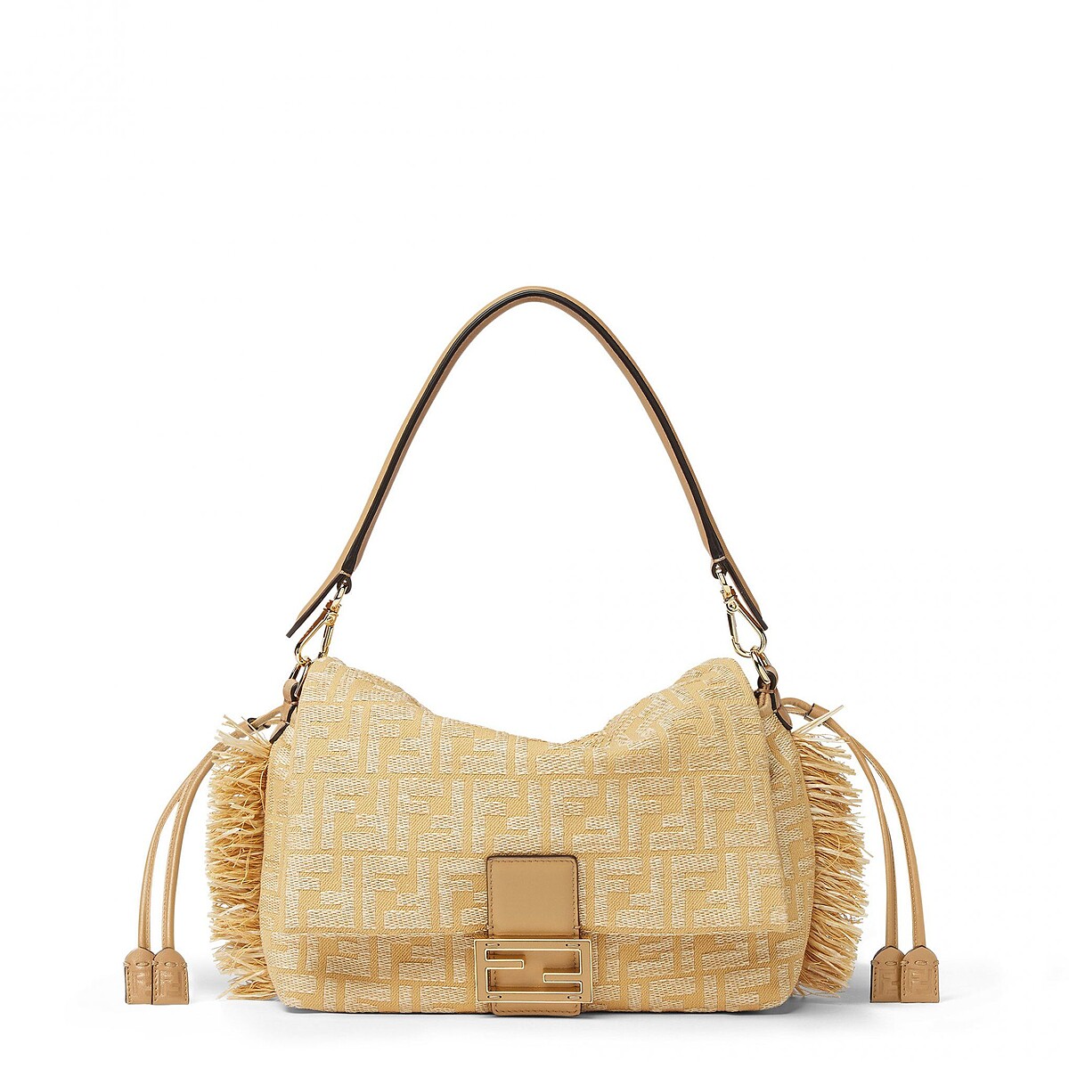 FENDI 拉菲草編織 抽鬚造型 Mamma Baguette(中) 建議售價NT$106,500