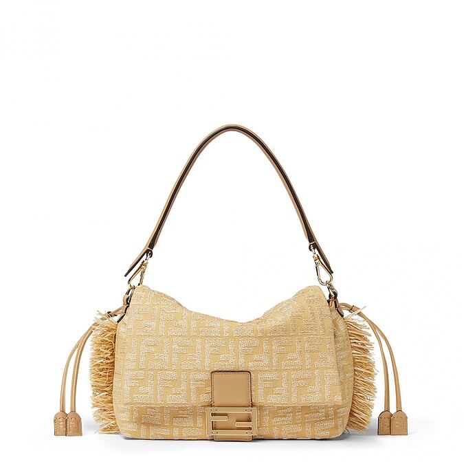 FENDI 拉菲草編織 抽鬚造型 Mamma Baguette(中) 建議售價NT$106,500