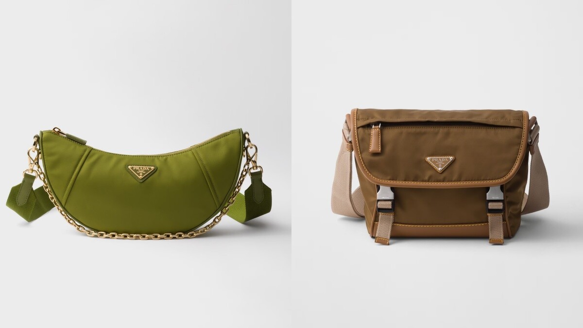 Prada Re-Nylon Demi-lune 半月肩背包NT59,000、Prada Re-Nylon郵差包 價格店洽