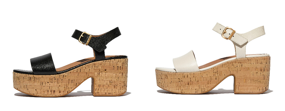 PLATFFORMS CORK HEELED 皮革/軟木塞紋高跟涼鞋，NT$ 6,050