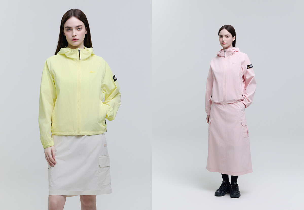 國家地理服飾女裝 ADELIE 輕量平織連帽外套(共銀灰、奶油黃、粉、炭黑四色)，NT5,980。