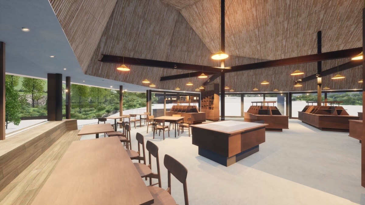 「鳩待基地 Cafe & Shop」室內用餐休憩的空間。