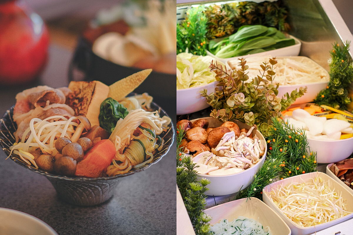 附設蔬菜檯、飲料吧，可自由取用。