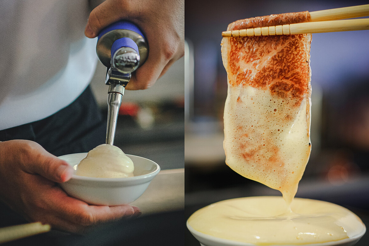 「靈芝蛋慕斯」加入氮氣打發，帶來輕盈的風味。