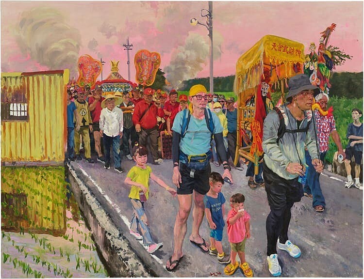 圖為劉小東,日巡,2024,油彩/亞麻布,230 x 300 cm丨圖片由誠品畫廊提供。