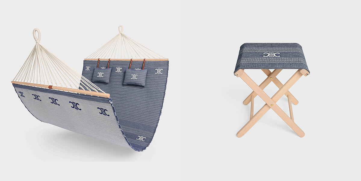 木質及緹花織物吊床，NT130,000；木質及緹花織物海灘凳，NT39,500。