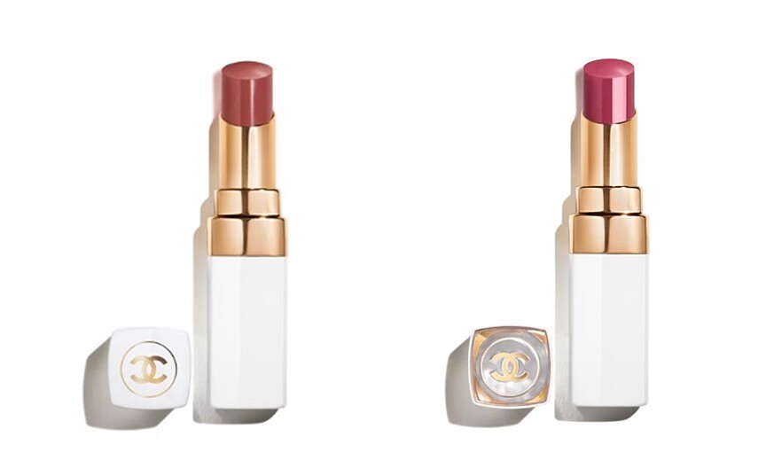 (左為香奈兒COCO持色潤唇膏#930木玫瑰、右為香奈兒COCO晶亮潤唇膏#762覆盆莓)